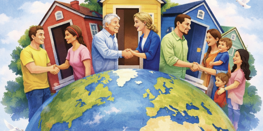 world peace and people greeting