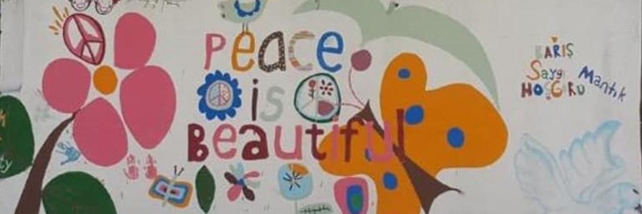 Peace school mural about disarmament